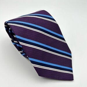 Brooks Brothers Makers Merchants 100% Silk Tie Mens Purple Blue Striped
